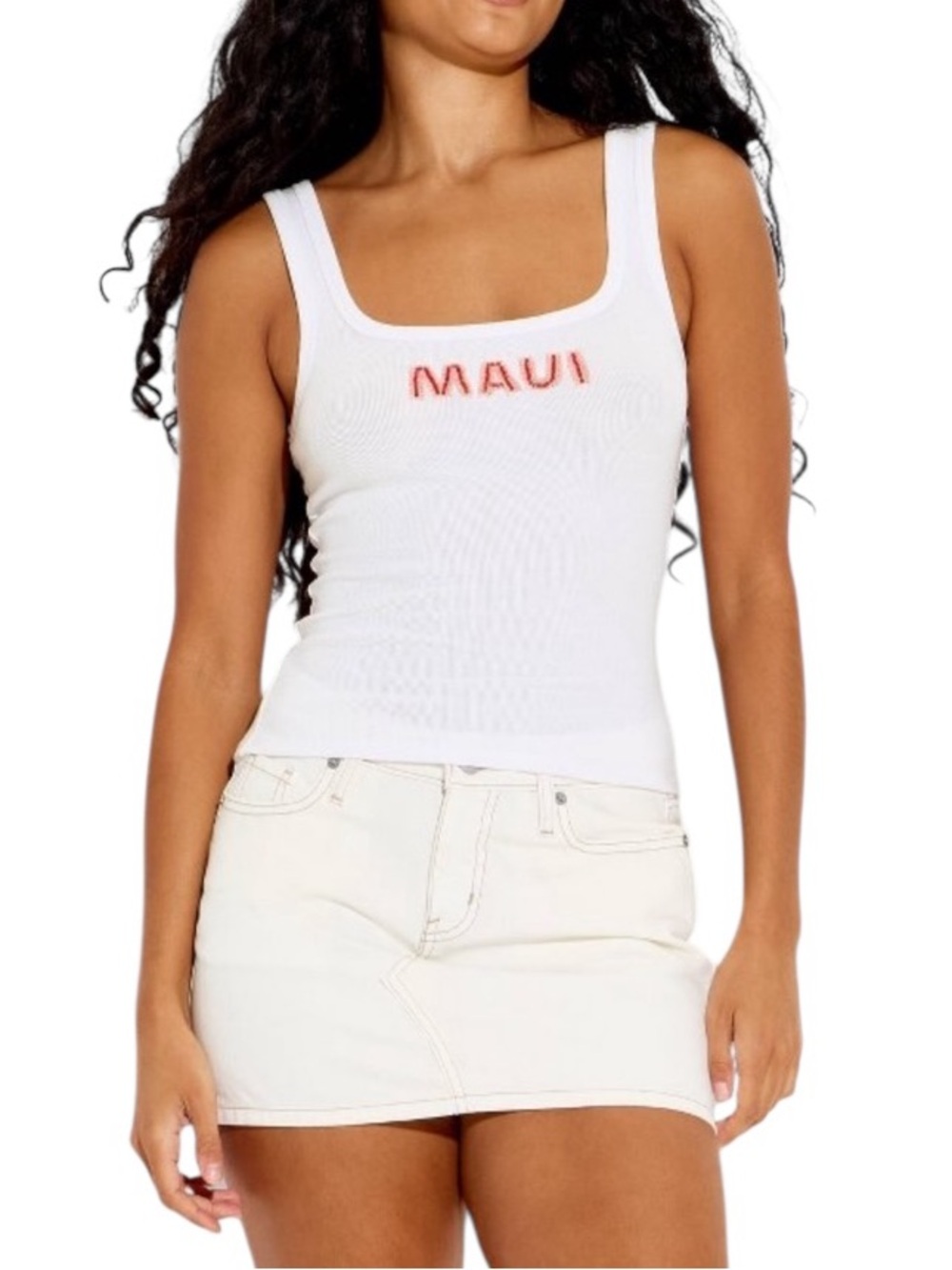 Wild Fable White Maui Beaded Tank Top NWT